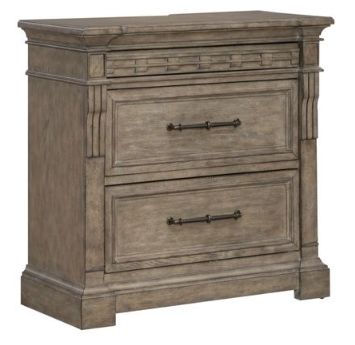 Liberty Furniture Town & Country Bedside Chest w/ Charging Station in Dusty Taupe 711-BR62  EST SHIP TIME APPX 4 WEEKS