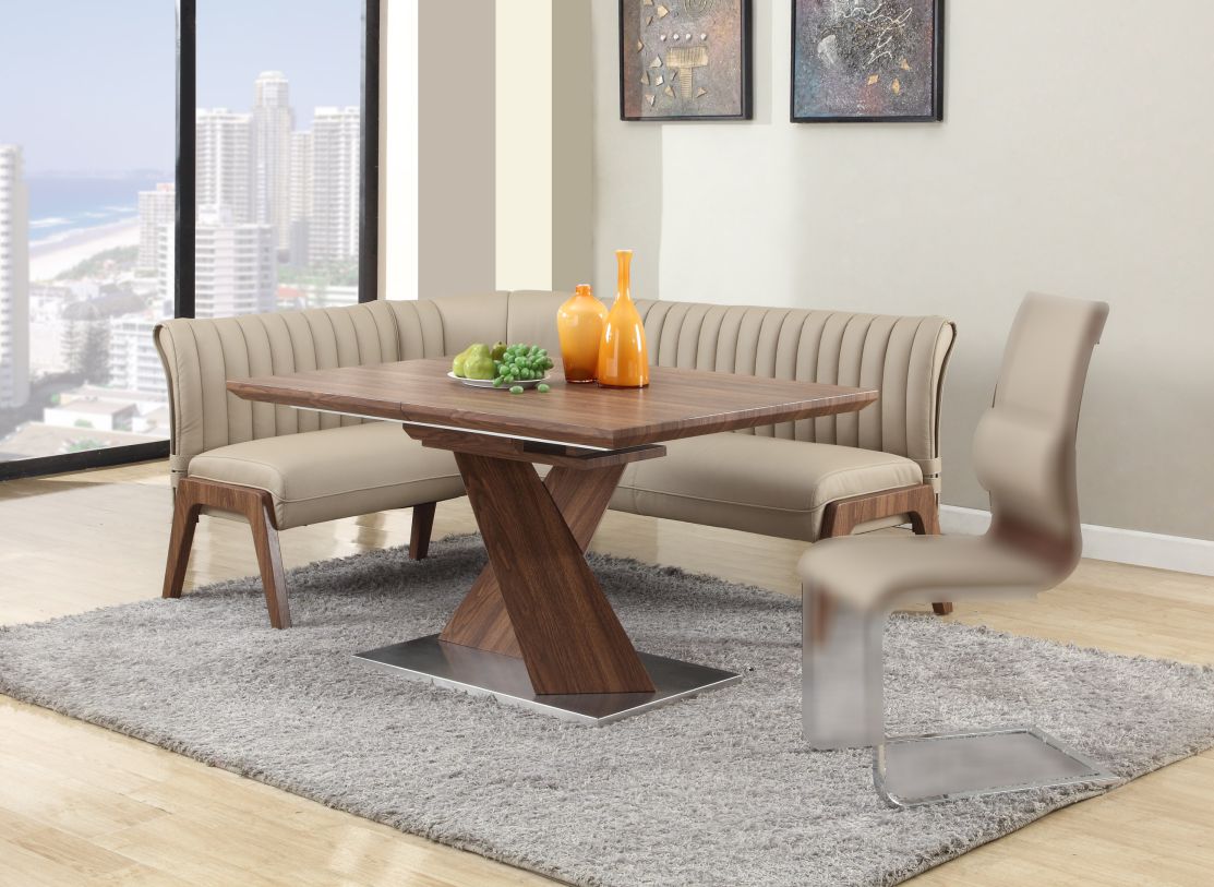 Chintaly Bethany 2pc Diningroom Set in Walnut BETHANY-NOOK-SET