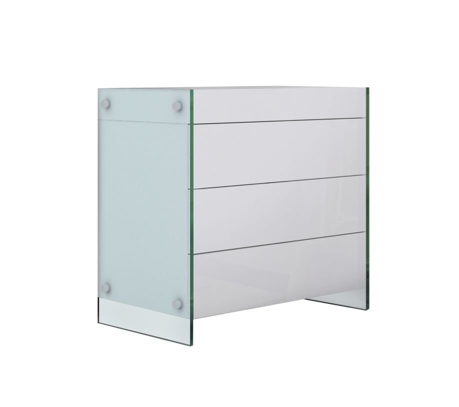 Casabianca Home Il Vetro Nightstand in High Gloss White Lacquer CB-111-3NS-WH