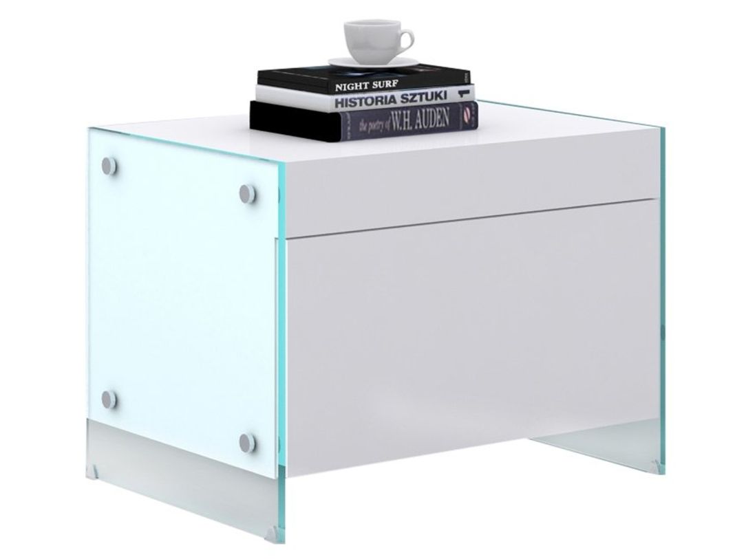 Casabianca Home Il Vetro Nightstand / End Table in High Gloss White Lacquer CB-111-N-WH