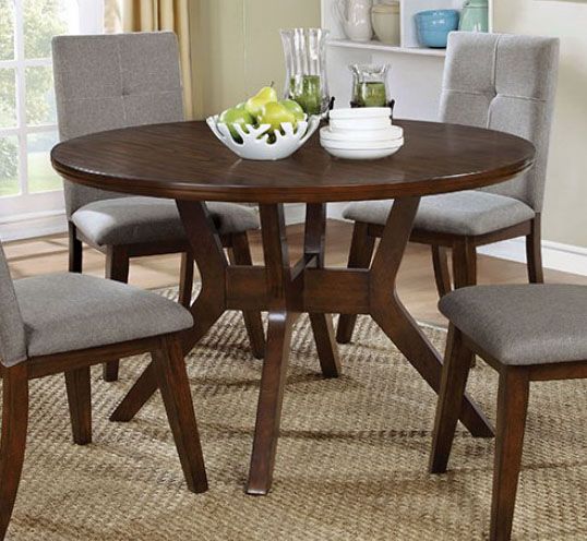 Furniture of America Abelone Round Dining Table in Walnut CM3354RT