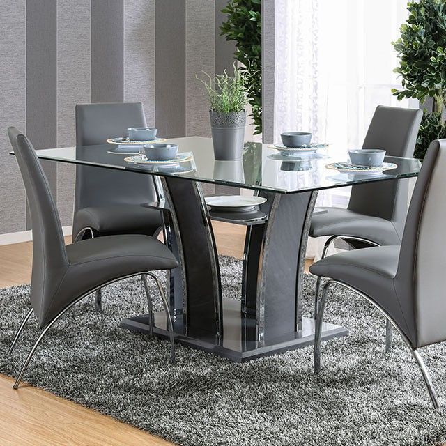 Furniture of America Glenview I 7pc Dining Room Set in Gray