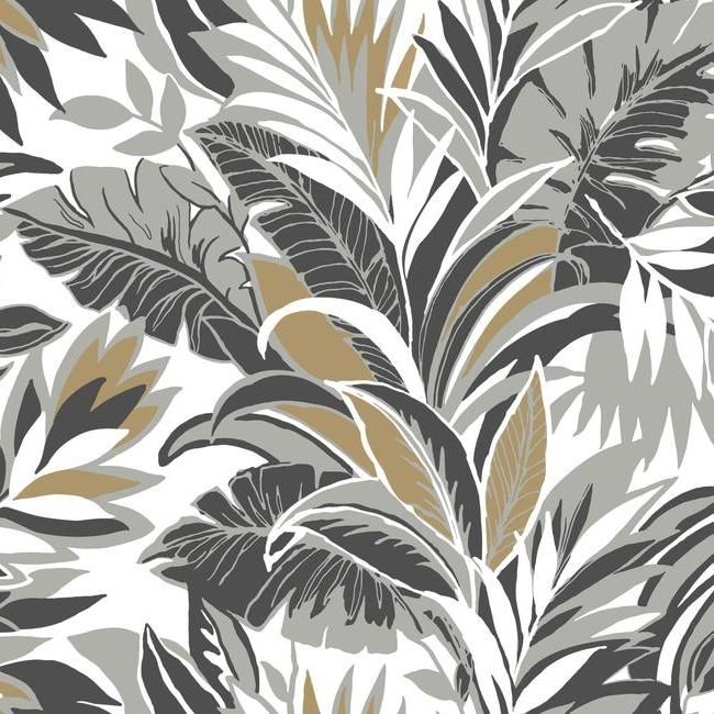 York Conservatory D21 Palm Silhouette Wallpaper in Black / Gold CY1567 (Double Roll) FedEx/UPS