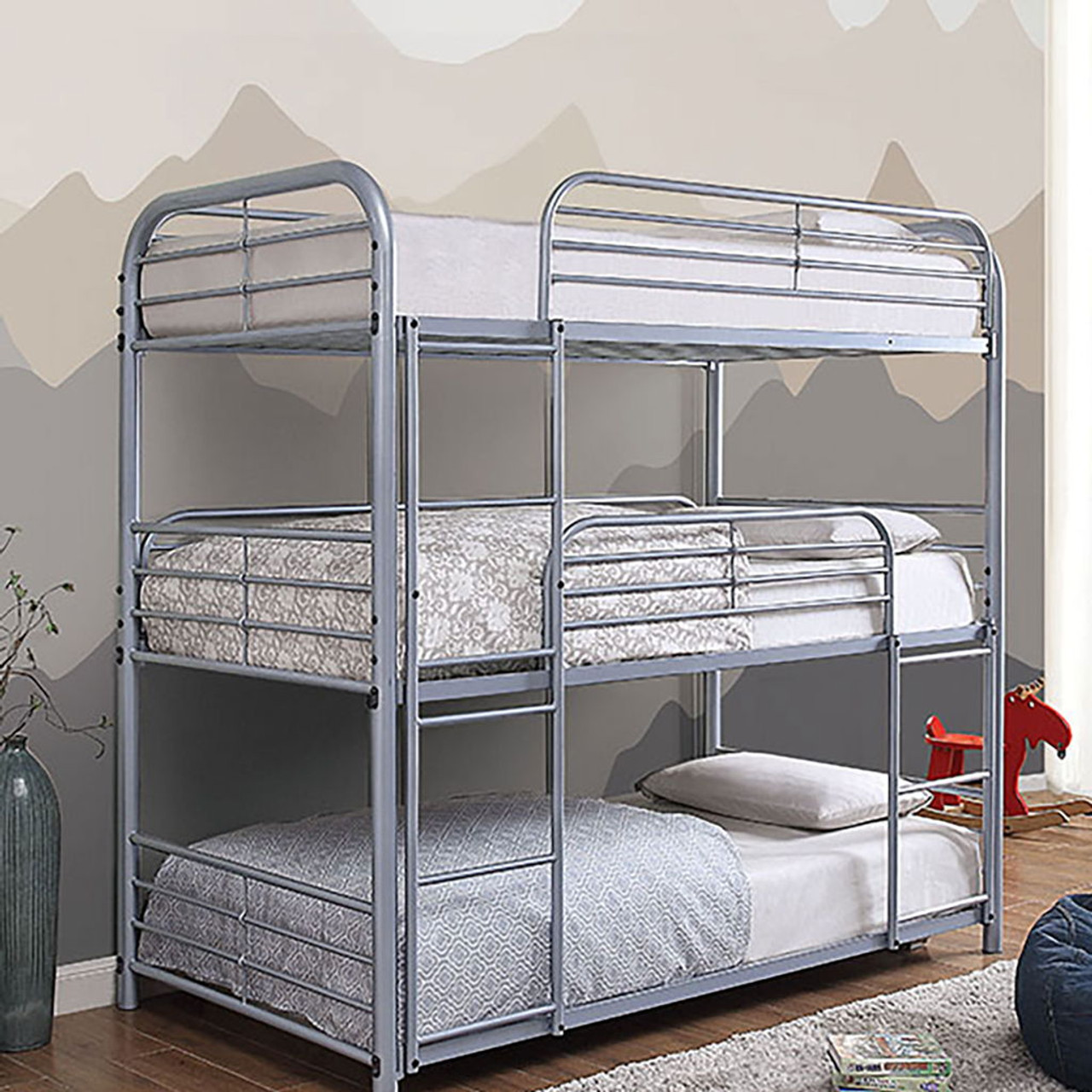 Opal – Twin Triple Decker Bed – Silver