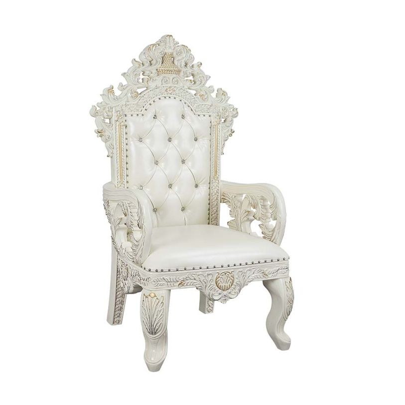 ACME Adara Arm Chair (Set of 2) in Antique White DN01231  EST SHIP TIME APPX 4 WEEKS