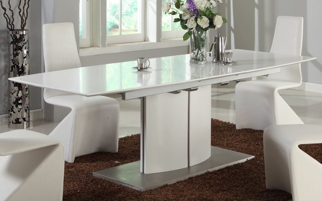 Chintaly Elizabeth Self-Storing Extension Dining Table in Matt White ELIZABETH-DT