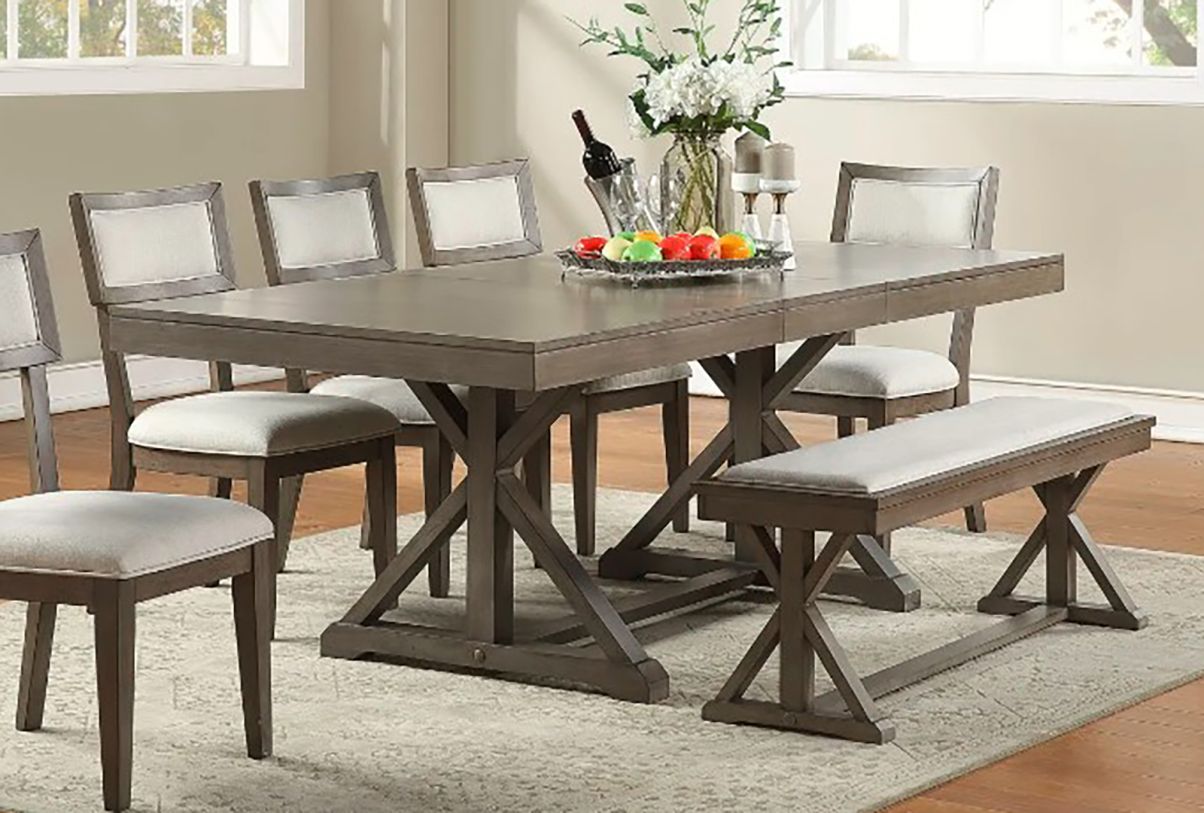 Boss Furniture F2577 Extendable Rectangular Dining Table in Gray