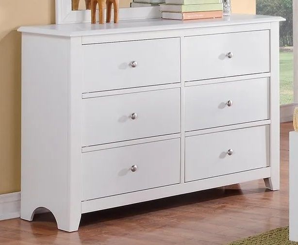 Boss Furniture F4256 6 Drawer Dresser in White