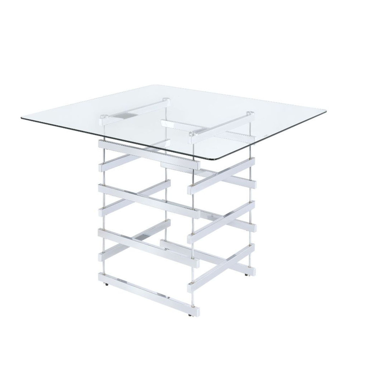 Nadie – Counter Height Table – Chrome & Clear Glass