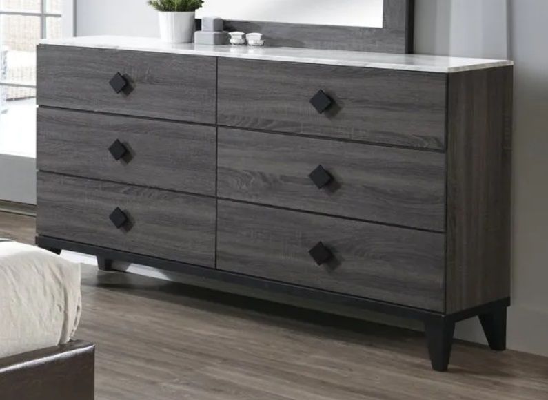 Boss Furniture F5453 6 Drawer Dresser in Grey