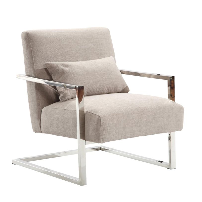 Armen Living Skyline Modern Accent Chair in Gray Linen and Steel LCSKCHGR PROMO