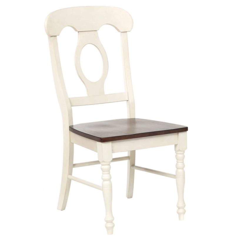 Sunset Trading Andrews Napoleon Dining Chair (Set of 2) in Antique White and Chestnut DLU-ADW-C50-AW-RTA