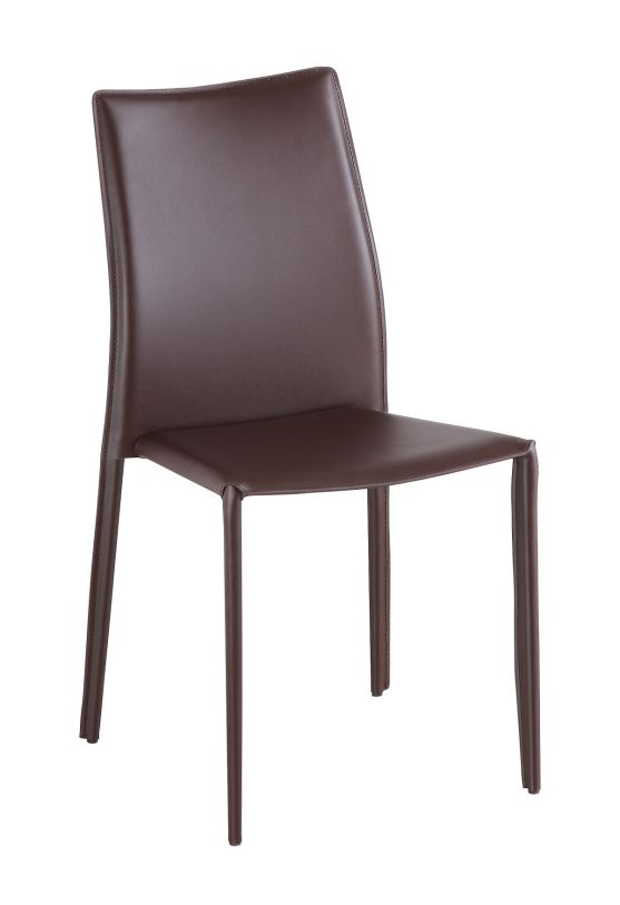 J&M Modern Dining Leather Chair in Chocolate (Set of 4)