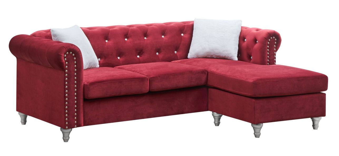 Glory Furniture G869 Sofa Chaise in Burgundy G869B-SCH