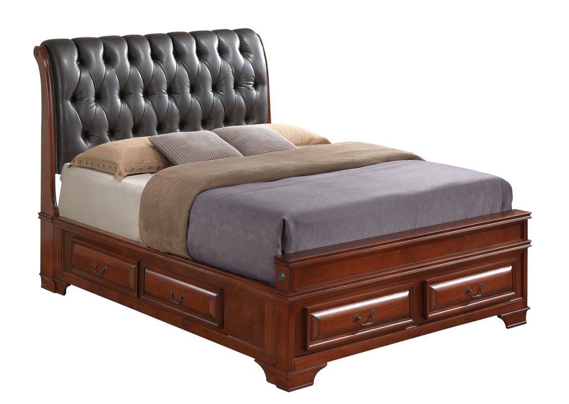 Glory Furniture G8850E Queen Storage Bed in Cherry G8850E-QB5