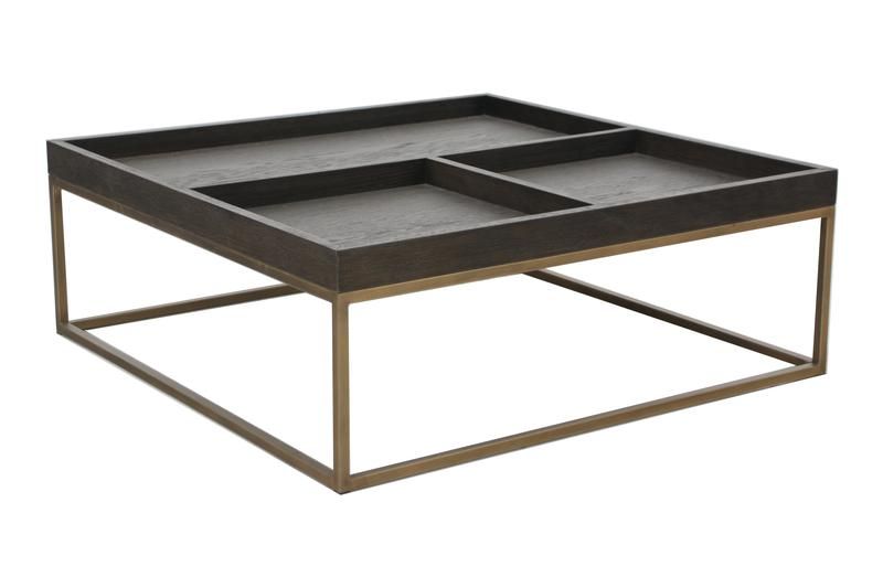 Artesia Pirre Coffee Table in Brown Oak/Aged Brass H1-CTS-PIE-OAK