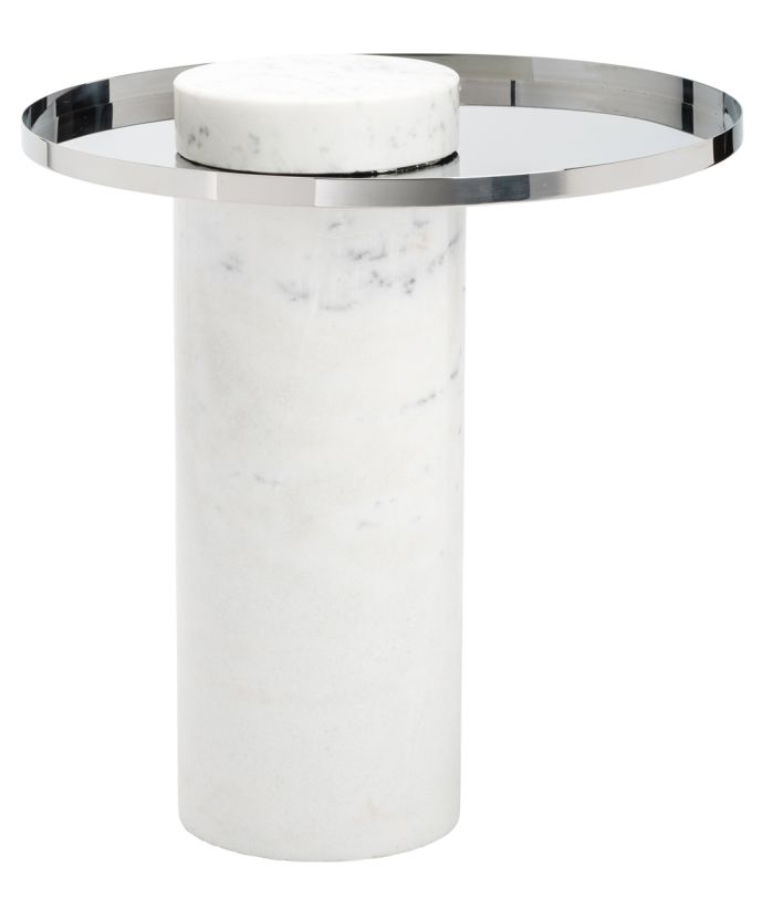 Nuevo Pillar Side Table in Silver HGNA100