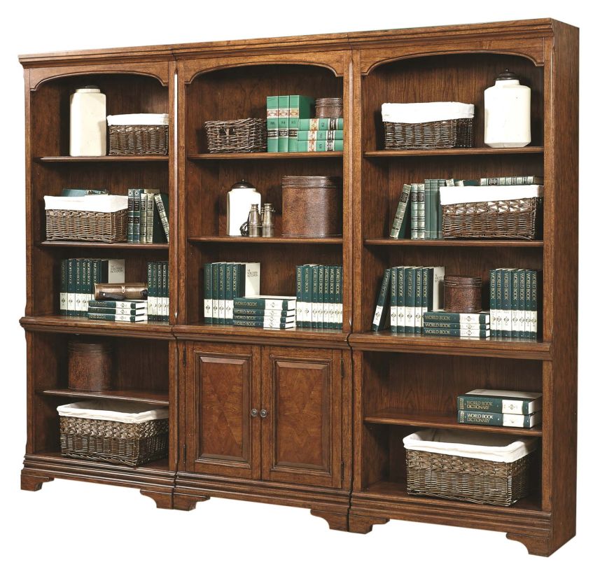 Aspenhome Hawthorne Bookcase Wall in Brown Cherry EST SHIP TIME IS 2 WEEKS