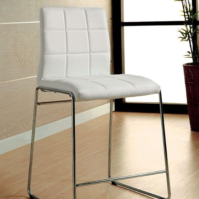 Furniture of America Kona II Counter Height Chair in White (Set of 2) CM8320WH-PC-2PK