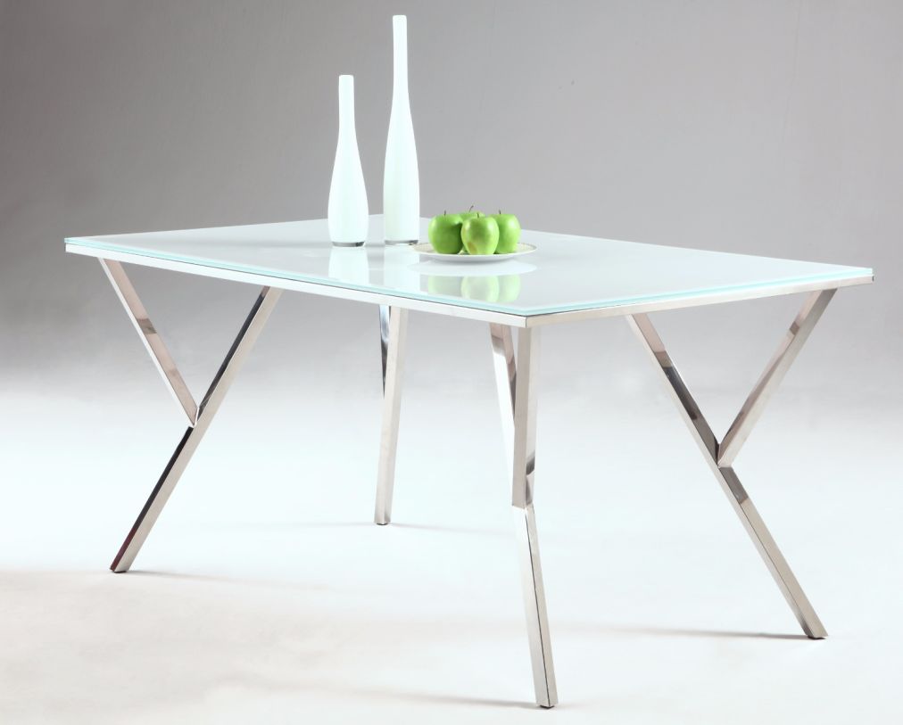 Chintaly Jade Starphire Glass Top Dining Table in Super White JADE-DT