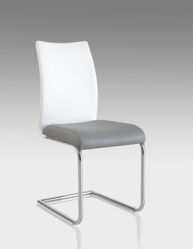 Chintaly Jane Two Tones Contour Back Side Chair in White/Grey JANE-SC-2TONE (Set of 4)