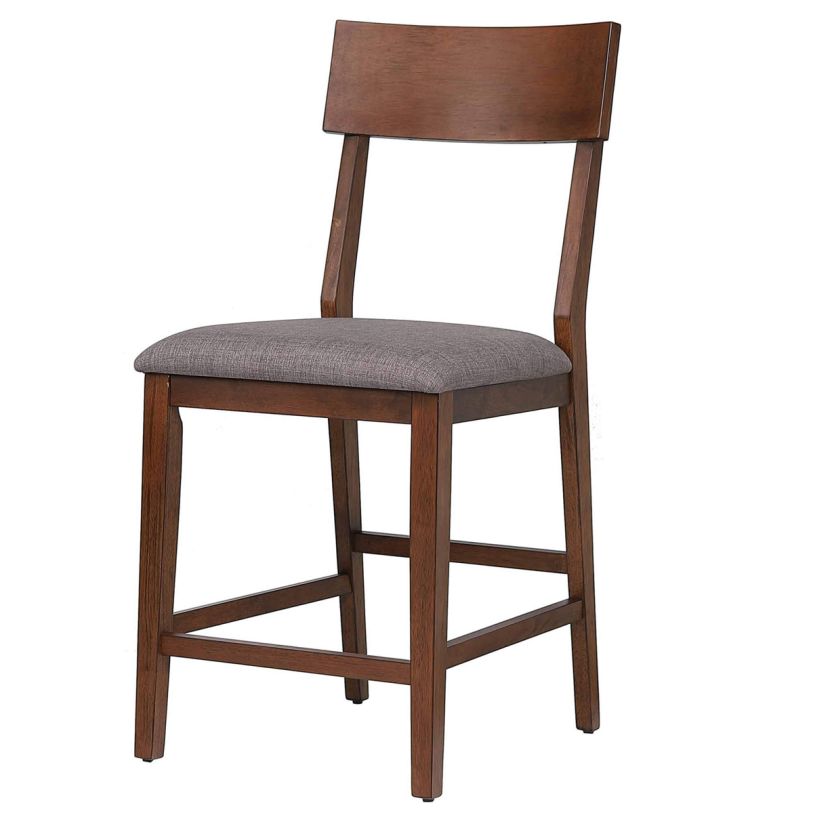 Sunset Trading Mid Century Bar Stool with Fabric Seat in Danish Walnut DLU-MC-B45-DW-RTA