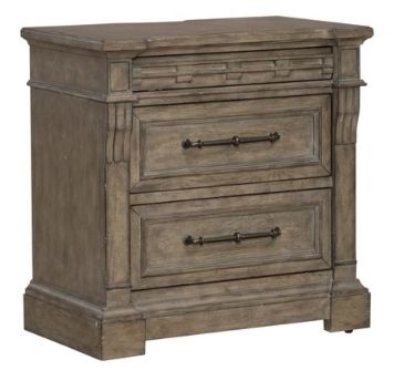 Liberty Furniture Town & Country 3 Drawer Nightstand w/ Charging Station in Dusty Taupe 711-BR61  EST SHIP TIME APPX 4 WEEKS