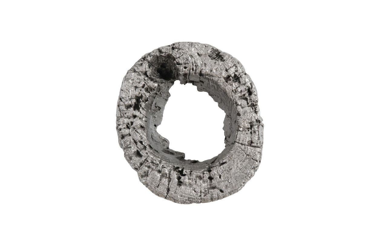 Phillips Collection Cast Eroded Wood Circle Single-Hole Wall Tile in Silver Leaf PH102835 CODE:UNIV20 for 20% Off