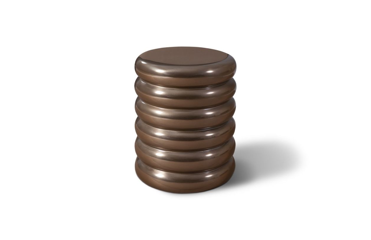 Phillips Collection Ribbed Stool in Polished Bronze PH60009 CODE:UNIV20 for 20% Off