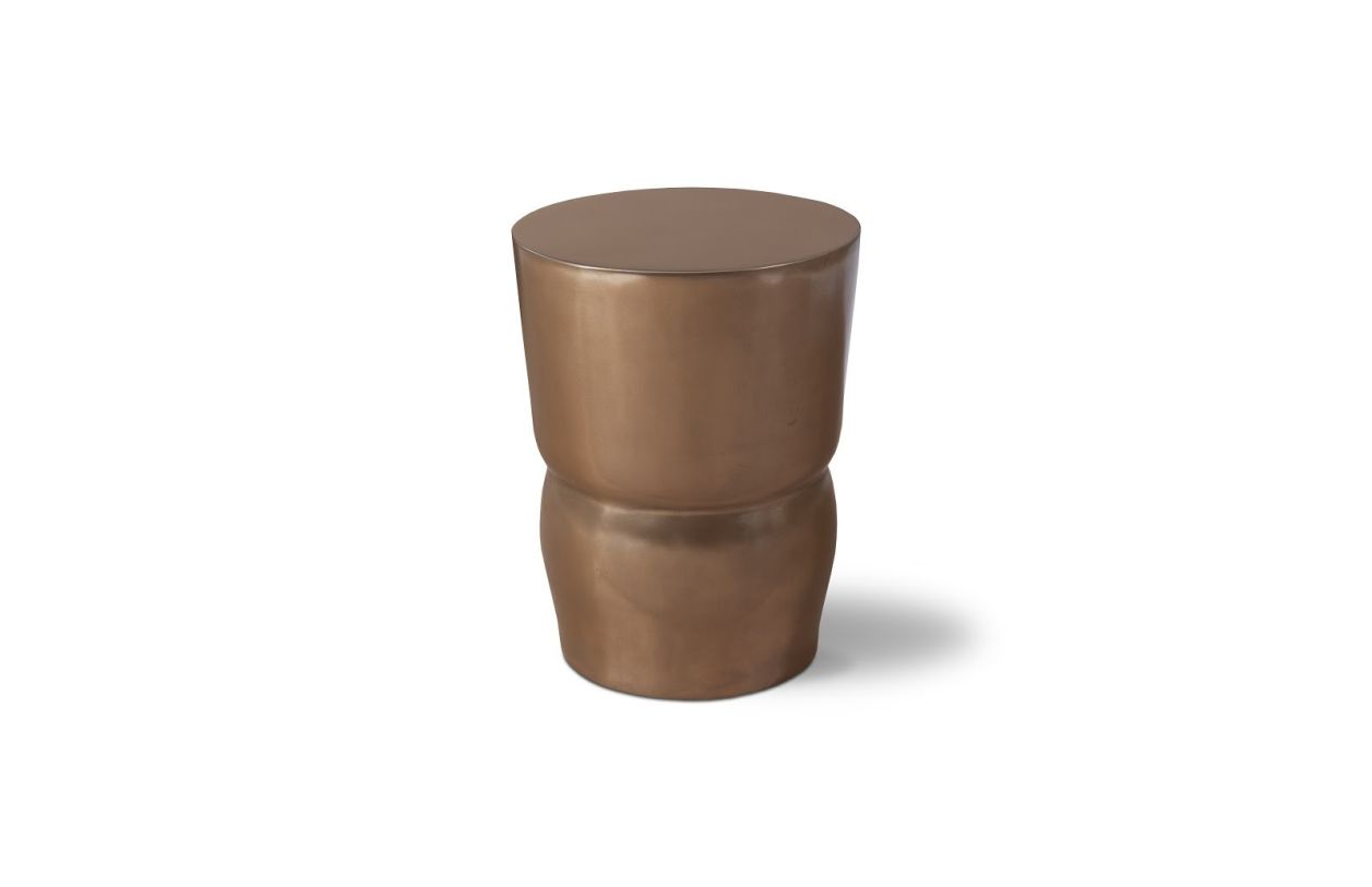 Phillips Collection Carved Stool in Polished Bronze PH60010 CODE:UNIV20 for 20% Off