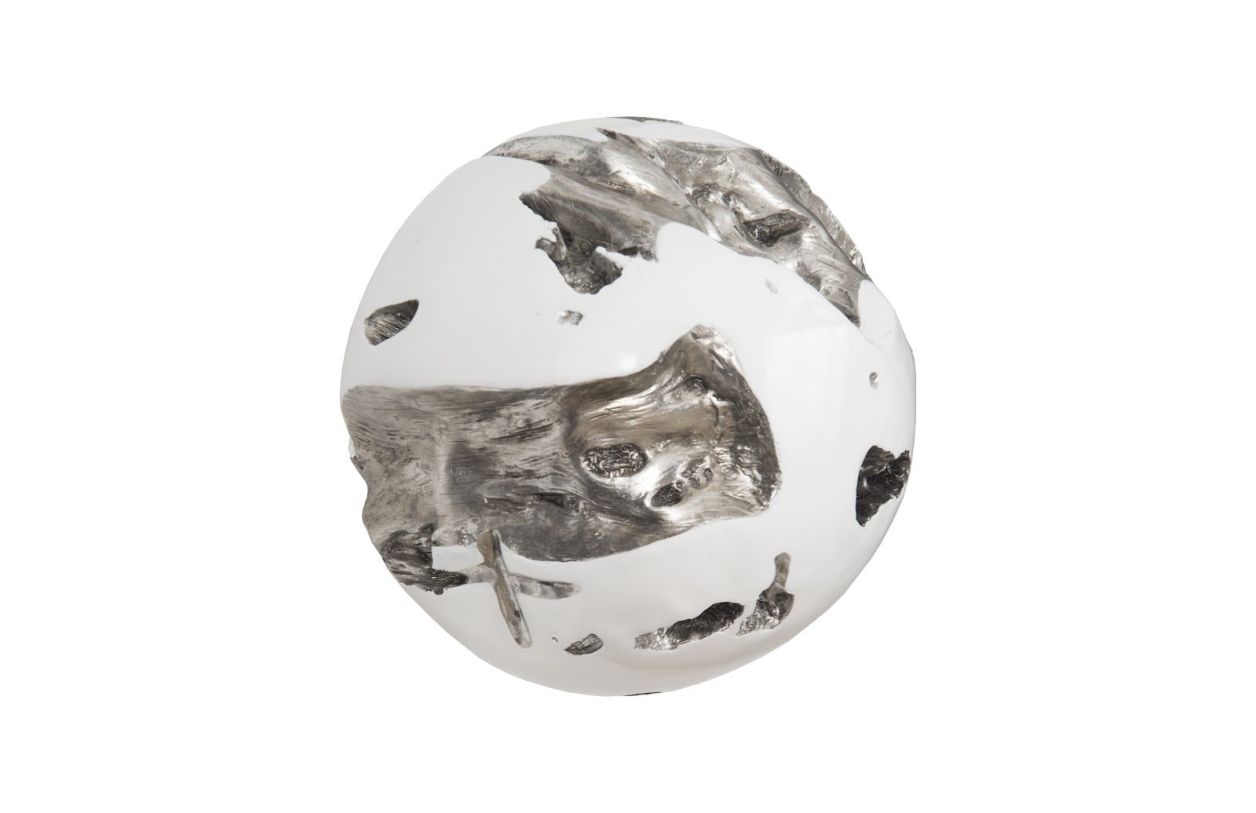 Phillips Collection Large Cast Root Wall Ball in White/Silver Leaf PH67518 CODE:UNIV20 for 20% Off