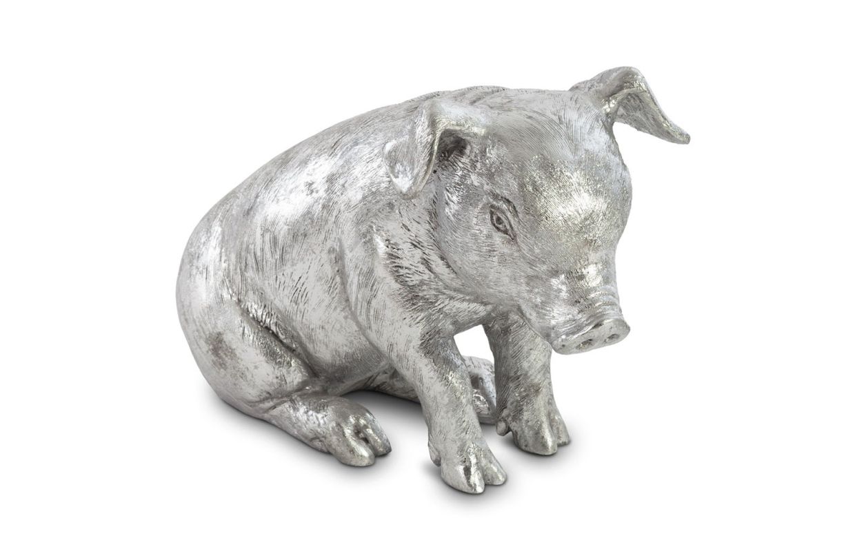 Phillips Collection Sitting Piglet Sculpture in Silver Leaf PH67600 CODE:UNIV20 for 20% Off