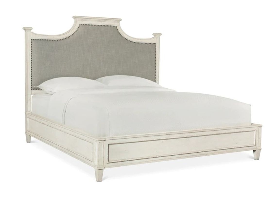 Bassett Furniture Bella King Upholstered Panel Bed in White 2572