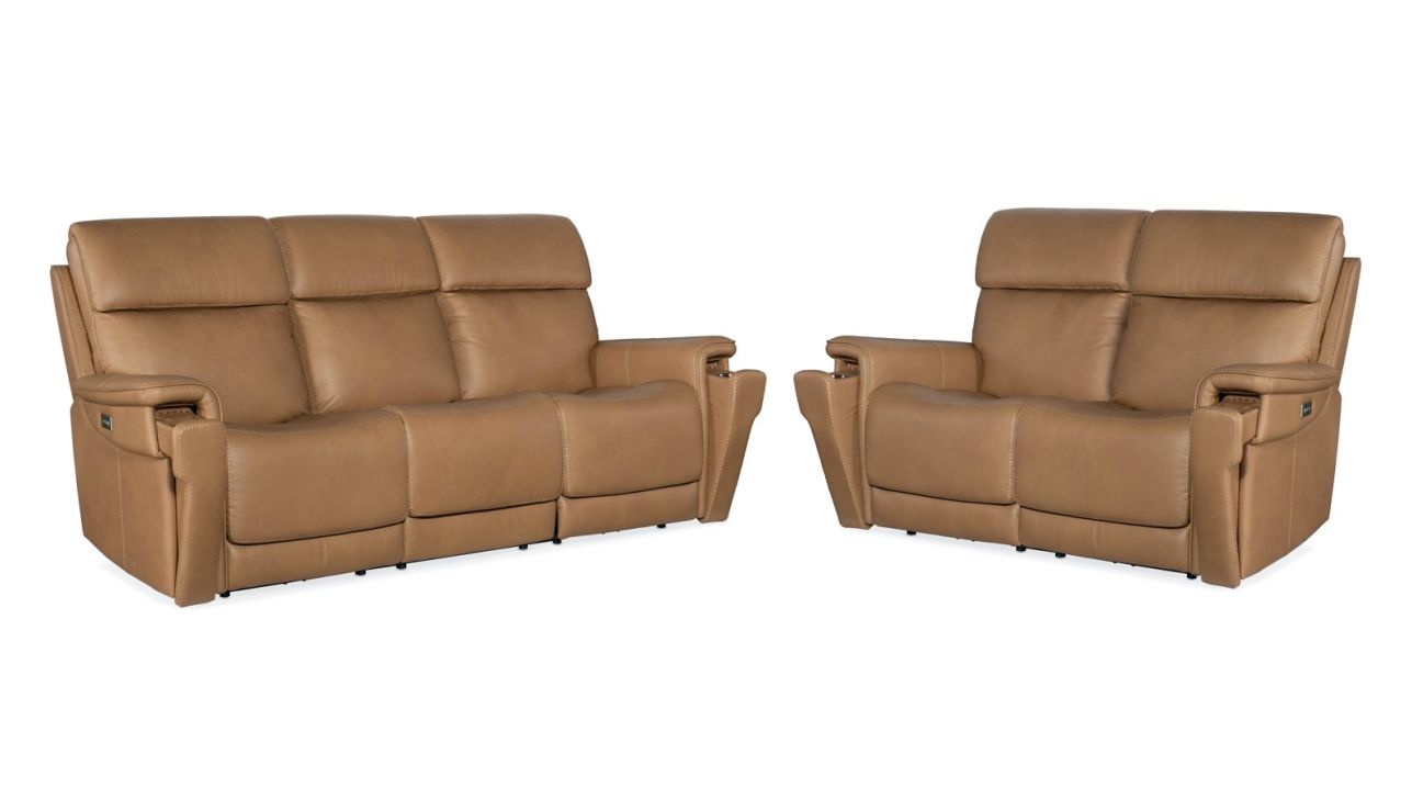 Hooker Furniture MS 2pc Lyra Zero Living Room Set with Power Headrest in Brown