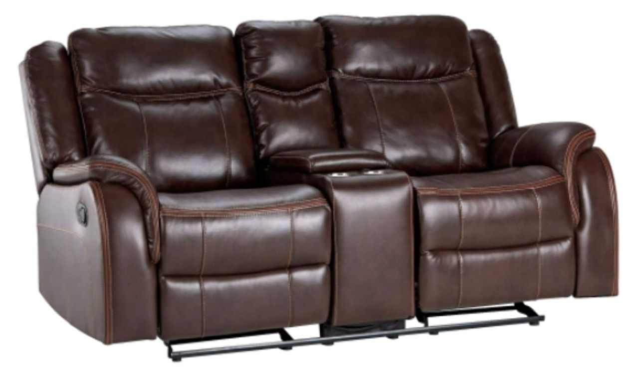 Sunset Trading Avalon Rocking Reclining Loveseat with Power Console in Brown SU-AV8604041-285