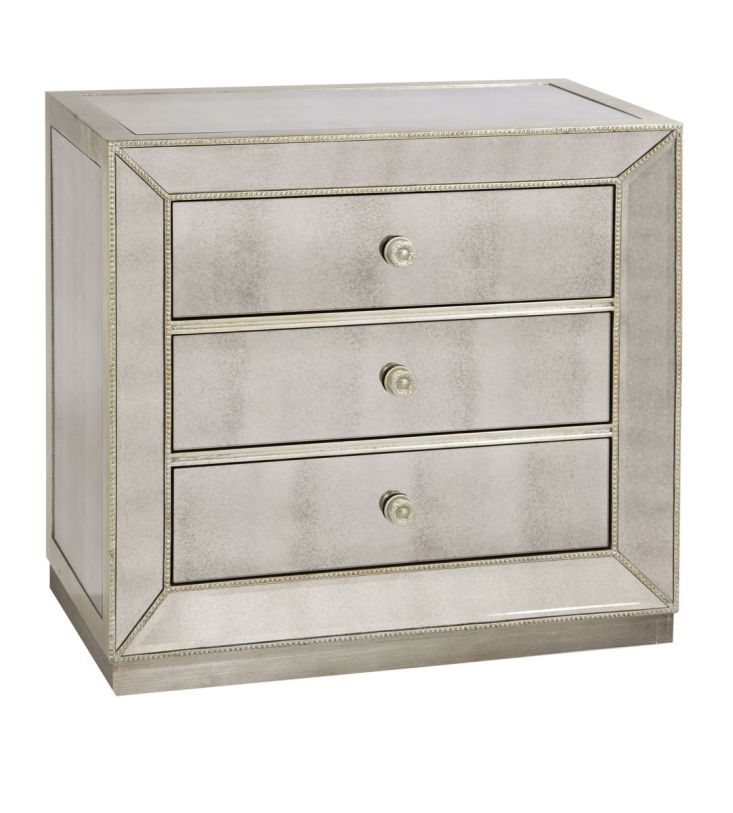 Bassett Mirror Murano Mirrored Three-Drawer Chairside Chest