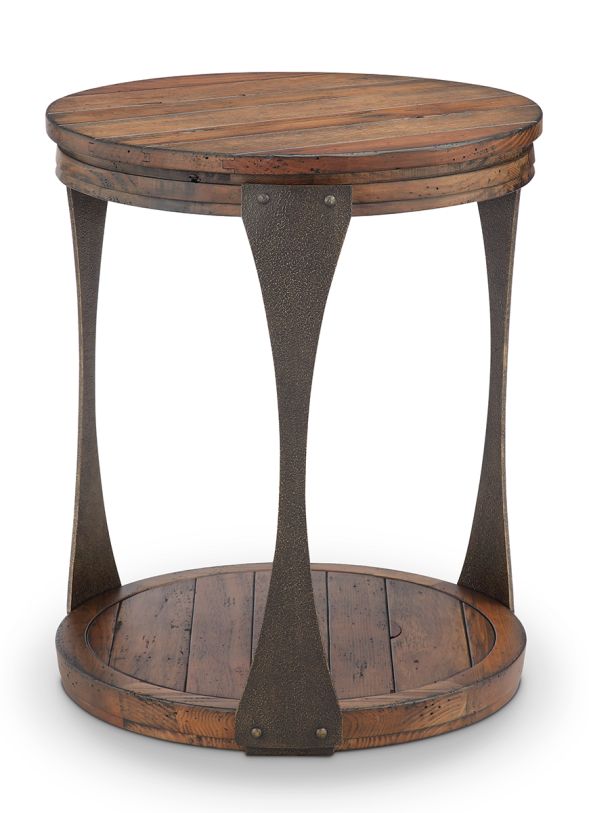 Magnussen Montgomery Round End Table in Bourbon and Aged Iron T4112-05