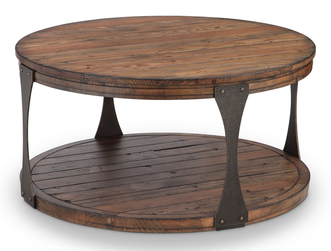 Magnussen Montgomery Round Cocktail Table in Bourbon and Aged Iron T4112-45