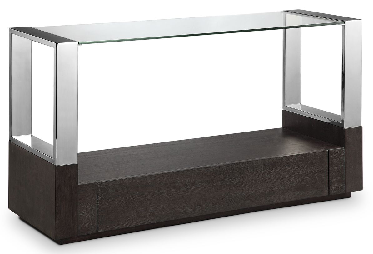 Magnussen Revere Rectangular Sofa Table in Graphite and Chrome T4562-73