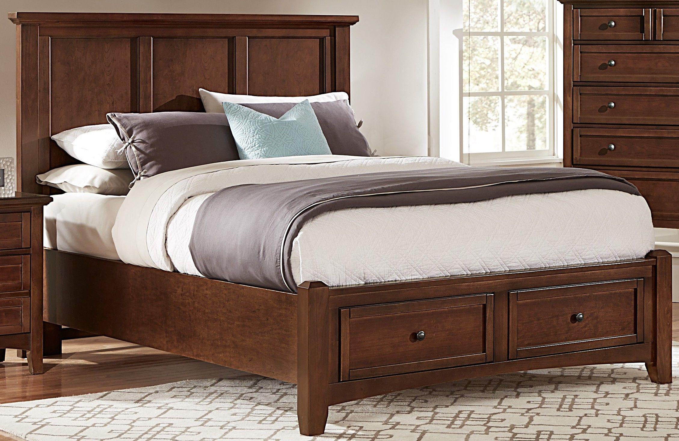 Vaughan-Bassett Bonanza – King Mansion Bed With Storage Footboard – Cherry