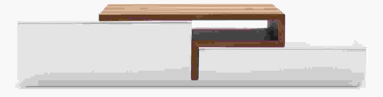 J&M TV045 TV Stand in White High Gloss & Walnut 17874 PROMO